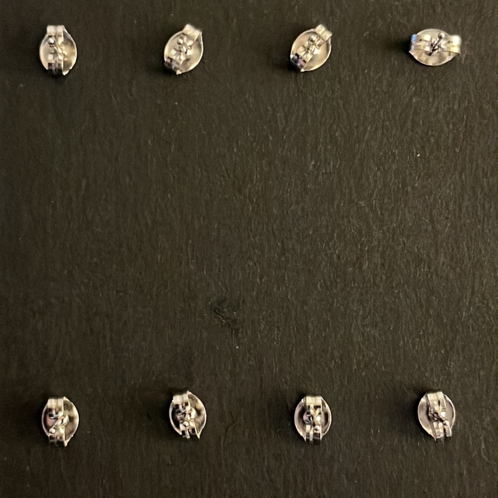 NWOT set of 4 sterling silver CZ Mini stud earrings Clear, pink, blue, & yellow. - Picture 8 of 8